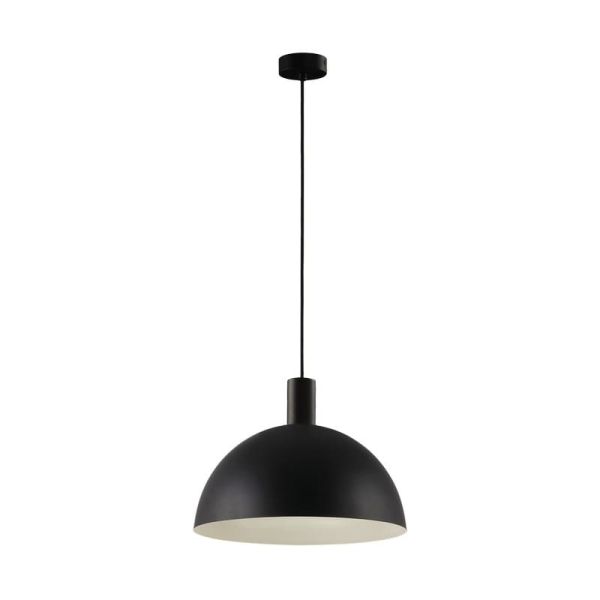 Candeeiro suspenso pequeno TIGA Ø25cm E27 15W, preto texturizado 2 acabamentos interiores