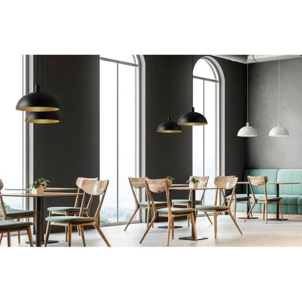 Candeeiro suspenso pequeno TIGA Ø25cm E27 15W, preto texturizado 2 acabamentos interiores