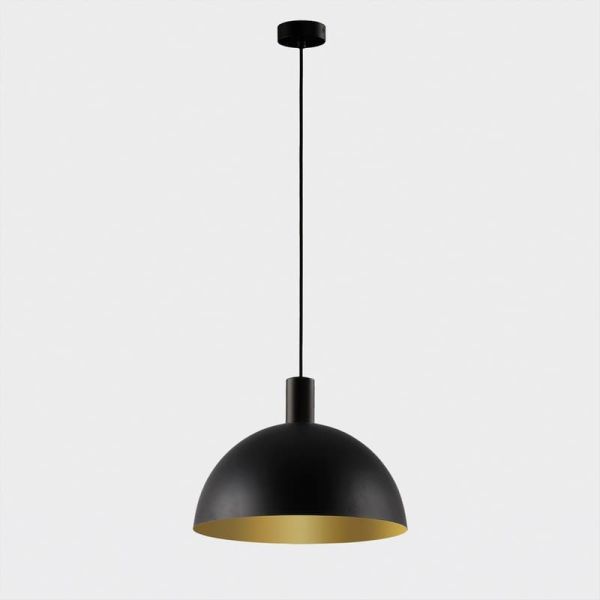 Candeeiro suspenso pequeno TIGA Ø25cm E27 15W, preto texturizado 2 acabamentos interiores