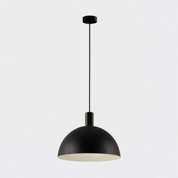 Candeeiro suspenso pequeno TIGA Ø25cm E27 15W, preto texturizado 2 acabamentos interiores