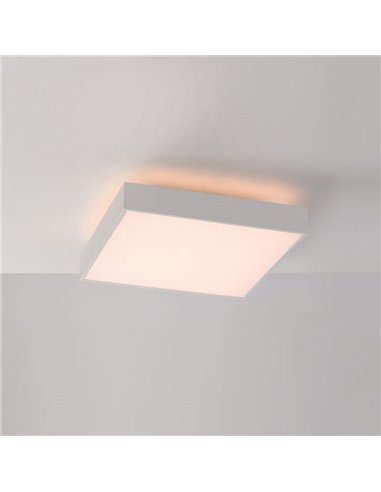 Plafonnier LED avec diffuseur microprismatique OPORTO Blanc/Noir Texturé, LED 40W 2800lm + 5W 500lm, Kelvin 2700K-3000K avec