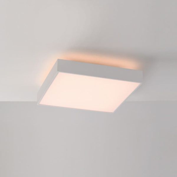 Plafón de Techo LED con Difusor Microprismatico OPORTO Blanco/Negro Texturado, LED 40W 2800lm + 5W 500lm, Kelvin 2700K-3000K con
