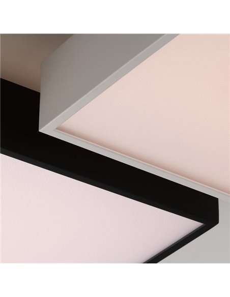 Plafón de Techo LED con Difusor Microprismatico OPORTO Blanco/Negro Texturado, LED 40W 2800lm + 5W 500lm, Kelvin 2700K-3000K con
