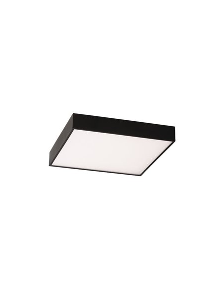 Plafonnier LED avec diffuseur microprismatique OPORTO Blanc/Noir Texturé, LED 40W 2800lm + 5W 500lm, Kelvin 2700K-3000K avec