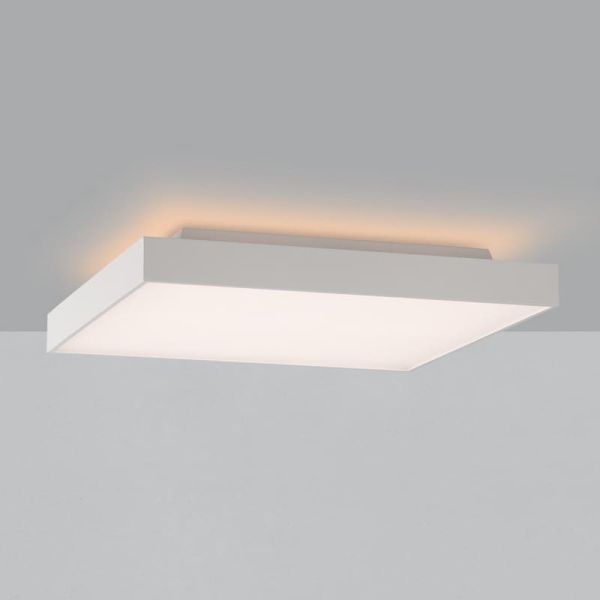 Plafón de Techo LED con Difusor Microprismatico OPORTO Blanco/Negro Texturado, LED 65W 6000lm + 9W 760lm, Kelvin 2700K-3000K con