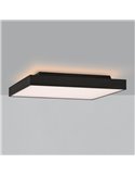 Plafonnier LED avec diffuseur microprismatique OPORTO Blanc/Noir Texturé, LED 65W 6000lm + 9W 760lm, Kelvin 2700K-3000K avec