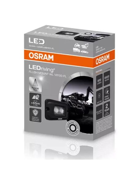Potentes Luces LED de Trabajo OSRAM LEDriving Montaje Empotrado WL VX100-FL | Iluminación de Campo Cercano y Lejano