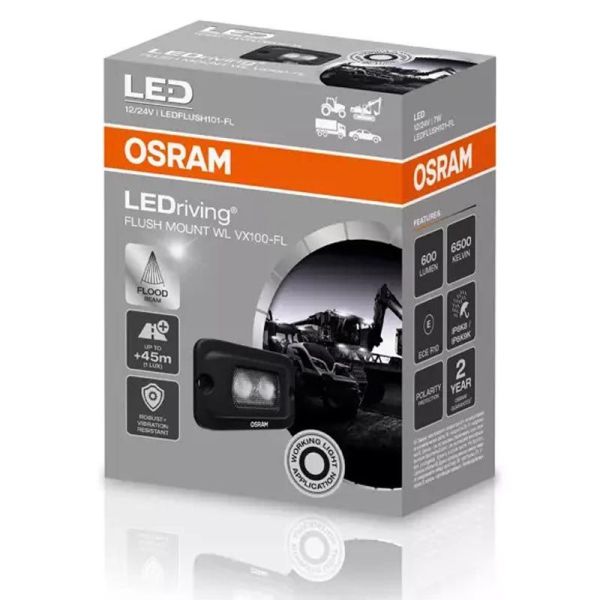 Potentes Luces LED de Trabajo OSRAM LEDriving Montaje Empotrado WL VX100-FL | Iluminación de Campo Cercano y Lejano
