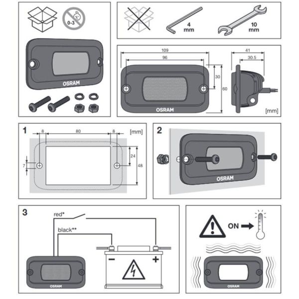 Potentes Luces LED de Trabajo OSRAM LEDriving Montaje Empotrado WL VX100-FL | Iluminación de Campo Cercano y Lejano