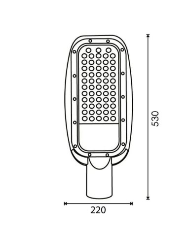 Medidas Poste LED 100W para Iluminação Pública Exterior 11.000Lm Ip65