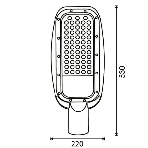 Medidas Farola LED de 100W para Alumbrado Público Exterior 11.000Lm Ip65