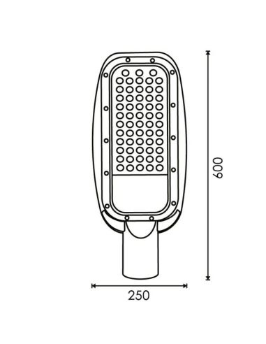 Medidas Farola LED de 200W para Alumbrado Urbano 22.000Lm IP65 IK08