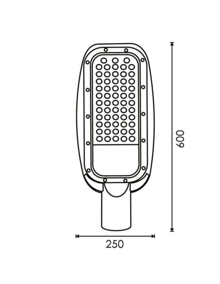 Medidas Farola LED de 200W para Alumbrado Urbano 22.000Lm IP65 IK08