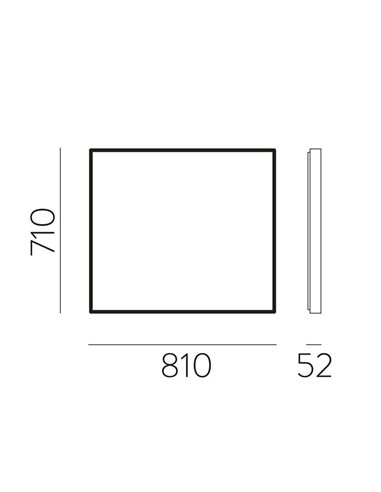ORISTANO Miroir de salle de bain carré LED 50W 3000K 3536lm, IP44 710x810cm Noir