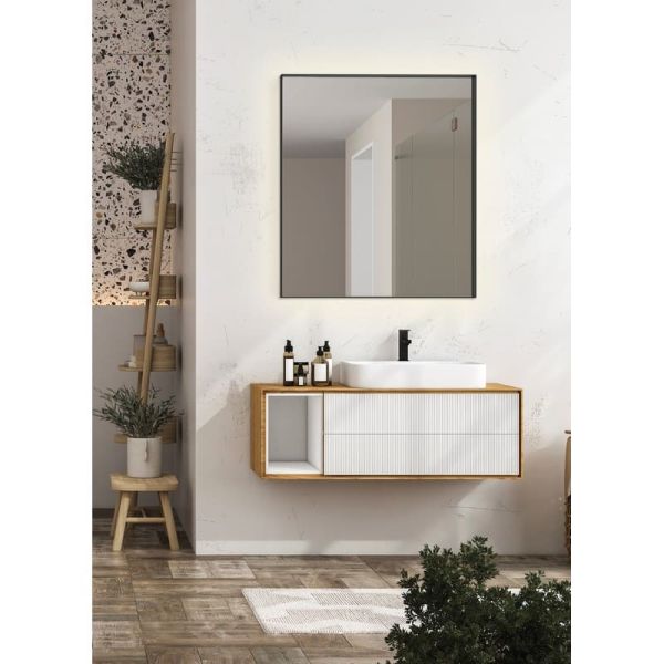 ORISTANO Miroir de salle de bain carré LED 50W 3000K 3536lm, IP44 710x810cm Noir