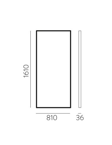 Espejo Sin Iluminación para baño Rectangular ORISTANO 1610x810cm Negro