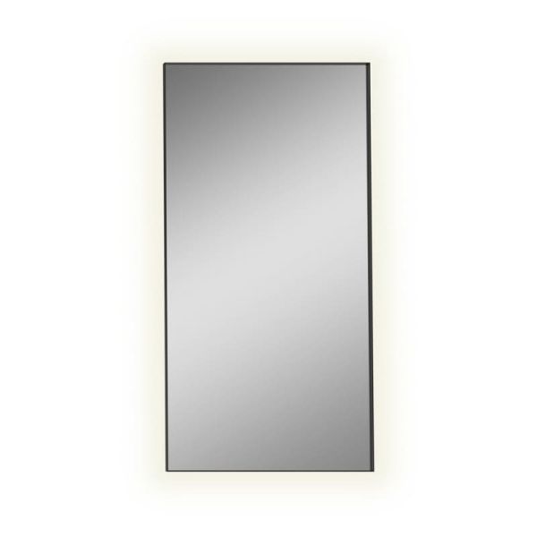 Miroir avec lumière LED 83W 3000K 5650lm pour salle de bain Rectangulaire ORISTANO grand : 1610x810cm Noir IP44