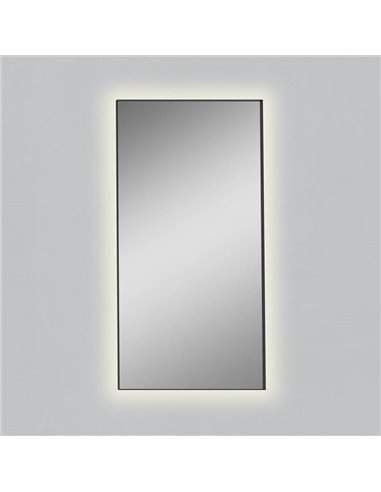 Miroir avec lumière LED 83W 3000K 5650lm pour salle de bain Rectangulaire ORISTANO grand : 1610x810cm Noir IP44