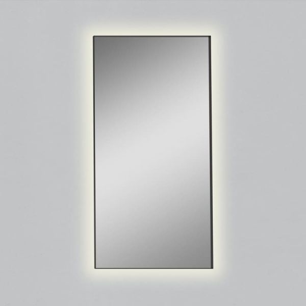 Miroir avec lumière LED 83W 3000K 5650lm pour salle de bain Rectangulaire ORISTANO grand : 1610x810cm Noir IP44