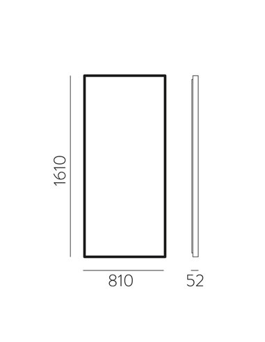 Espejo con luz LED 83W 3000K 5650lm para baño Rectangular ORISTANO grande:1610x810cm Negro IP44