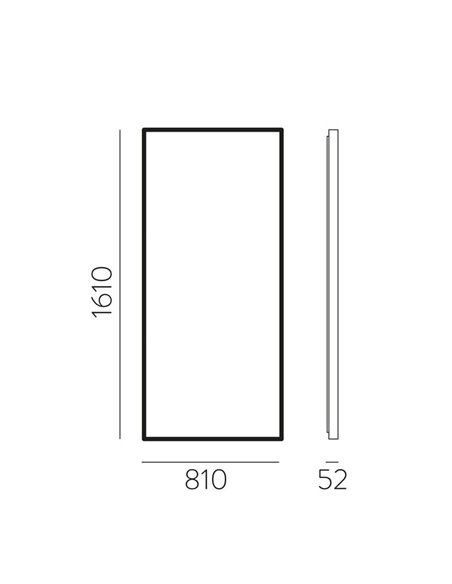 Miroir avec lumière LED 83W 3000K 5650lm pour salle de bain Rectangulaire ORISTANO grand : 1610x810cm Noir IP44