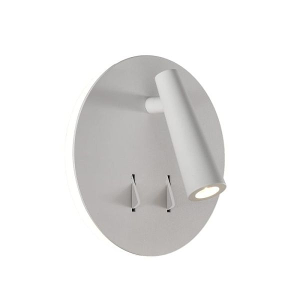 Aplique LED com foco ajustável e luz indireta PANAU, LED 6W 3000K 540lm + 3W 3000K 285lm, Dois interruptores Branco azul-petróle