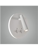 Aplique de pared LED con foco orientable y luz indirecta PANAU, LED 6W 3000K 540lm + 3W 3000K 285lm, Dos interruptores Blanco te