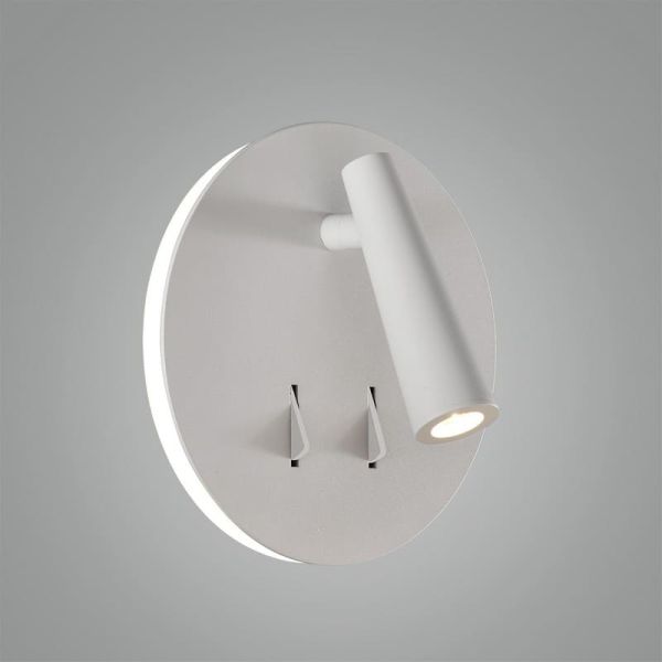 Aplique de pared LED con foco orientable y luz indirecta PANAU, LED 6W 3000K 540lm + 3W 3000K 285lm, Dos interruptores Blanco te