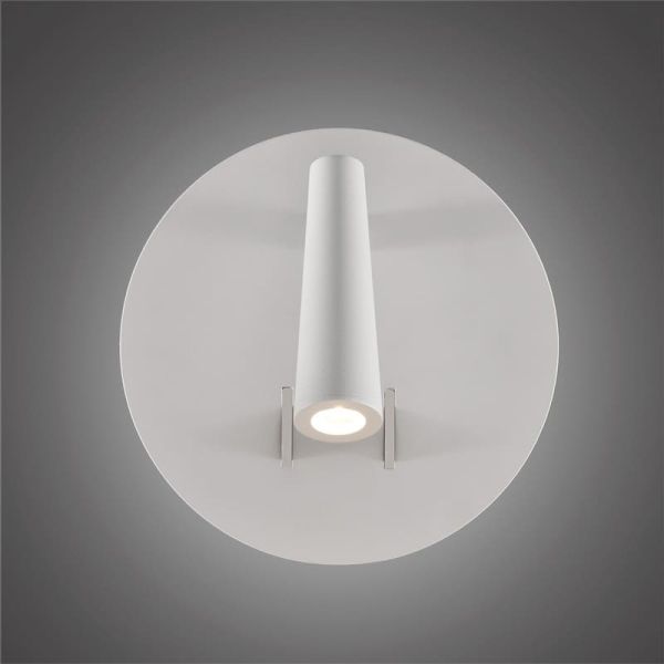Luminária de parede LED PANAU com foco ajustável e luz indireta, 6W 3000K 540lm + 3W 3000K 285lm, dois interruptores, branca.