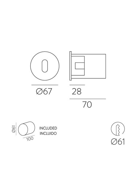 Empotrable de suelo LED PAUL Blanco texturado, 3W 3000K 290lm Ø67cm