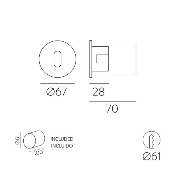 Empotrable de suelo LED PAUL Blanco texturado, 3W 3000K 290lm Ø67cm