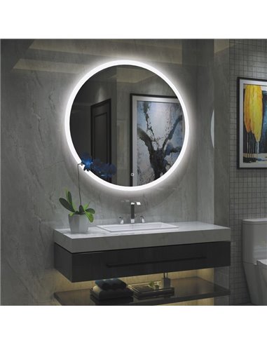 Espejo con Luz LED redondo PETRA, botón táctil, 58W 3000K 3927lm, IP44