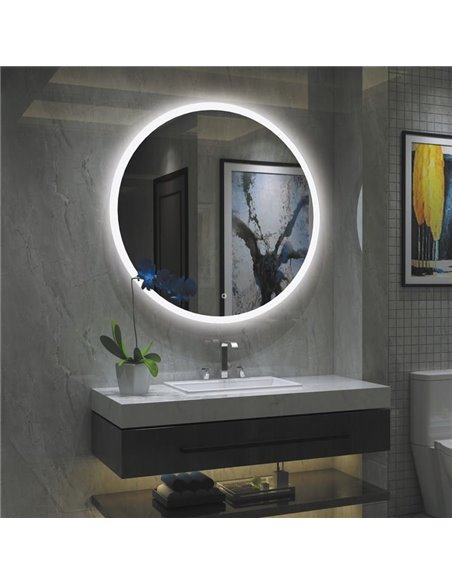 Espejo con Luz LED redondo PETRA, botón táctil, 58W 3000K 3927lm, IP44