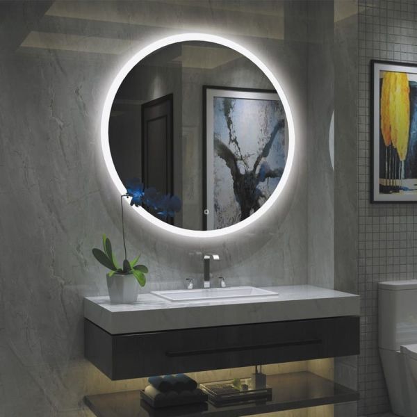 Miroir lumineux LED rond PETRA, bouton tactile, 58W 3000K 3927lm, IP44