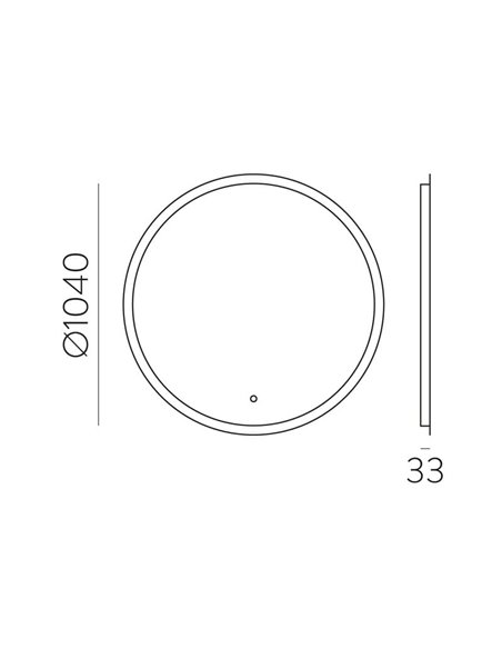 Espejo con Luz LED redondo PETRA, botón táctil, 58W 3000K 3927lm, IP44