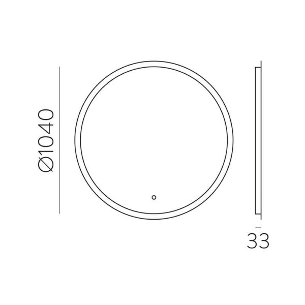 Miroir lumineux LED rond PETRA, bouton tactile, 58W 3000K 3927lm, IP44