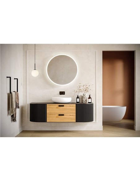 Miroir lumineux LED rond PETRA, bouton tactile, 58W 3000K 3927lm, IP44