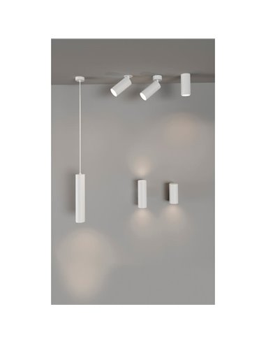 Aplique de pared LED PIPE, con 1/2 Luces, LED COB 12W 3000K 1240lm, Blanco/Negro Texturado