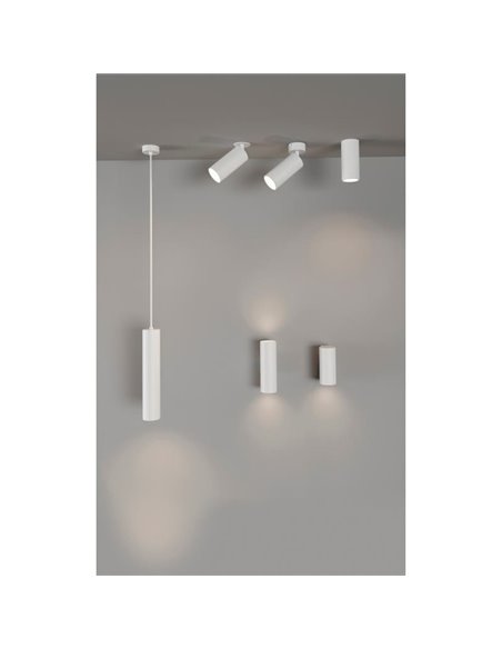 Aplique de pared LED PIPE, con 1/2 Luces, LED COB 12W 3000K 1240lm, Blanco/Negro Texturado