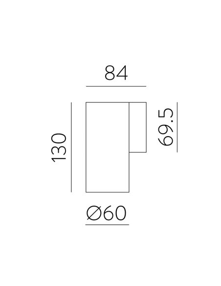 Aplique de pared LED PIPE, con 1/2 Luces, LED COB 12W 3000K 1240lm, Blanco/Negro Texturado