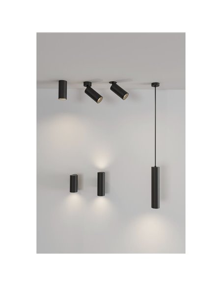 Foco de superficie Orientable LED COB 12W 3000K 1240lm PIPE, Blanco/Negro Texturado