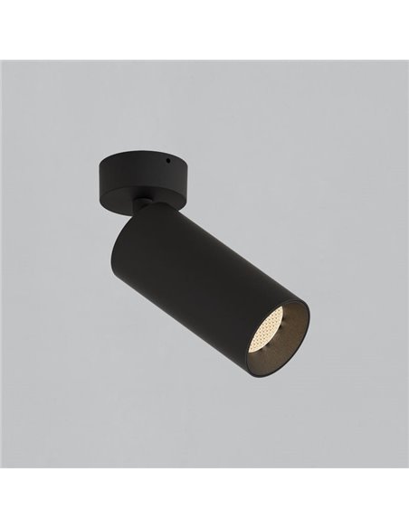 Spot LED COB orientable en surface 12W 3000K 1240lm PIPE, Blanc Texturé/Noir
