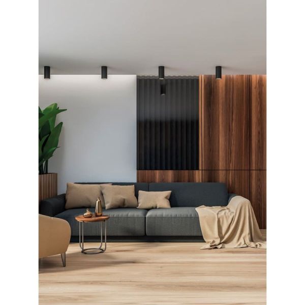 Spot de Plafond LED COB 12W 3000K 1240lm PIPE, Blanc Texturé/Noir