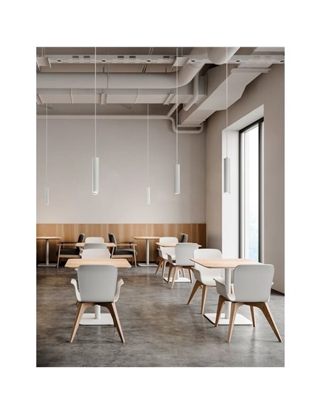 Lampe à suspension LED COB 12W 3000K 1240lm PIPE, Blanc/Noir Texturé