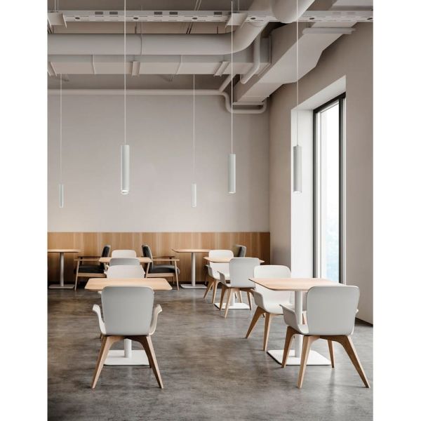 Candeeiro suspenso LED COB 12W 3000K 1240lm PIPE, Branco/Preto Texturizado