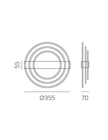 Applique murale LED ronde noire texturée RINGO, 13W 808lm Dimmable 2700K-3000K avec interrupteur coulissant
