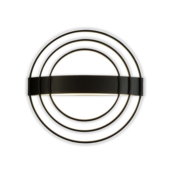 Applique murale LED ronde noire texturée RINGO, 13W 808lm Dimmable 2700K-3000K avec interrupteur coulissant