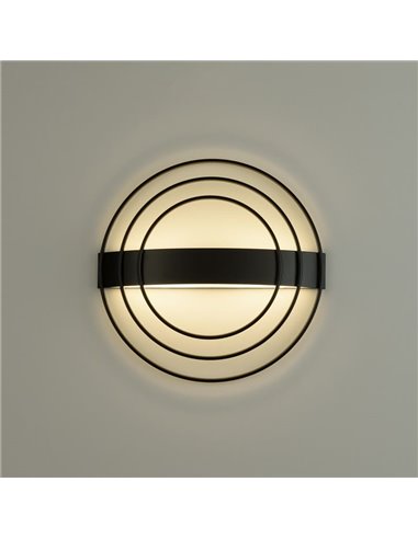 Aplique LED redondo preto texturizado RINGO, 13W 808lm regulável 2700K-3000K com interruptor deslizante