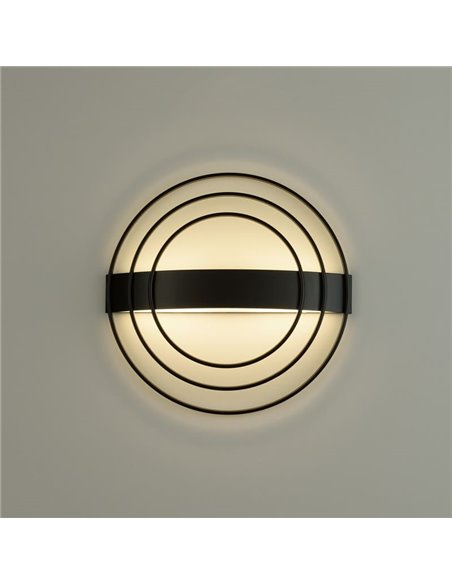 Aplique LED redondo RINGO Negro Texturado, 13W 808lm Regulable 2700K-3000K con interruptor deslizante