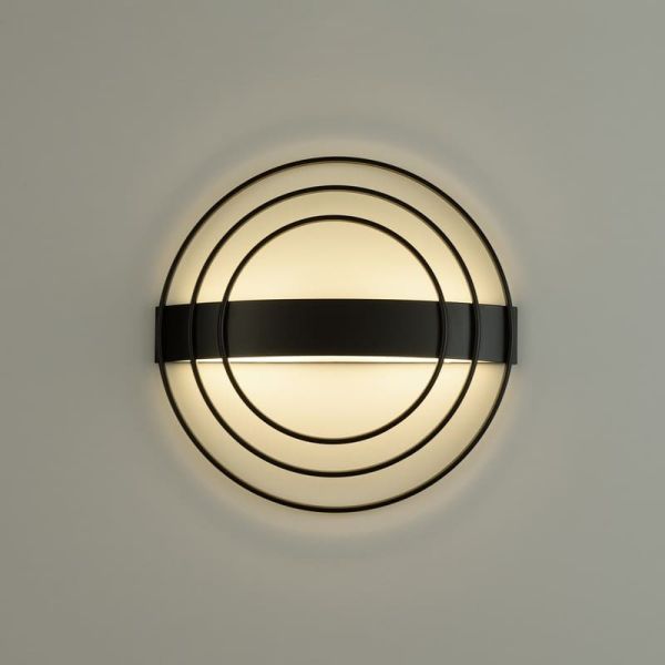 Aplique LED redondo RINGO Negro Texturado, 13W 808lm Regulable 2700K-3000K con interruptor deslizante